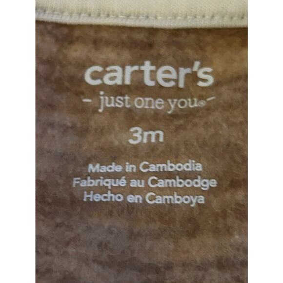 Carter's Just One You Reindeer Fleece Hooded Romper Brown Christmas 3 Months - Picture 9 of 9